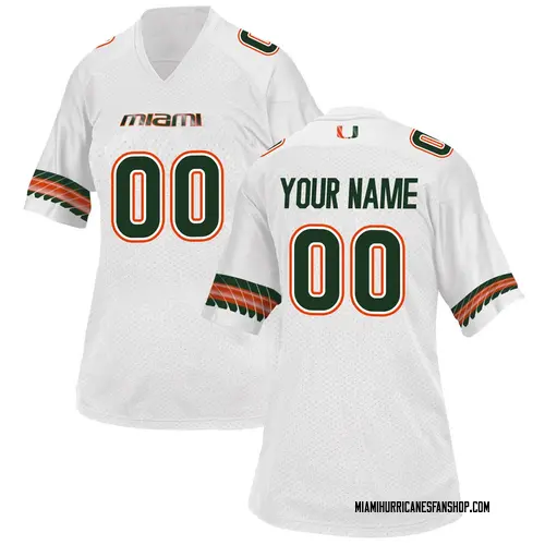 Men's adidas White Miami Hurricanes Custom Football Jersey